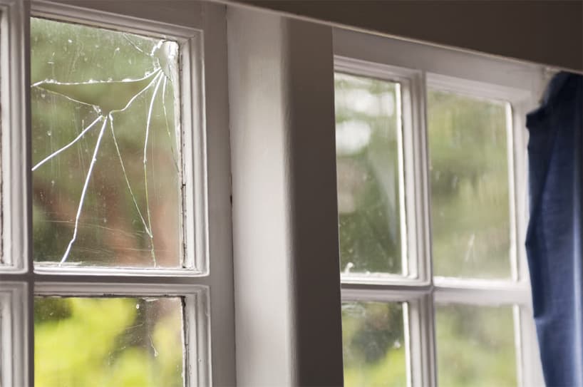 Broken residential window