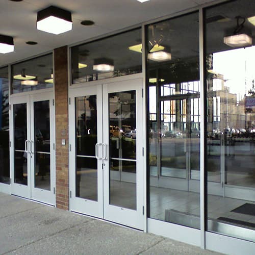 Commercial storefront glass doors and windows