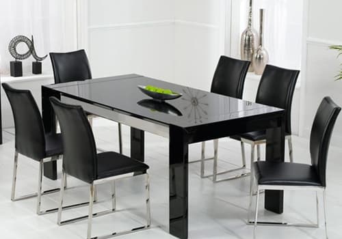 Custom glass table top on a modern dining table